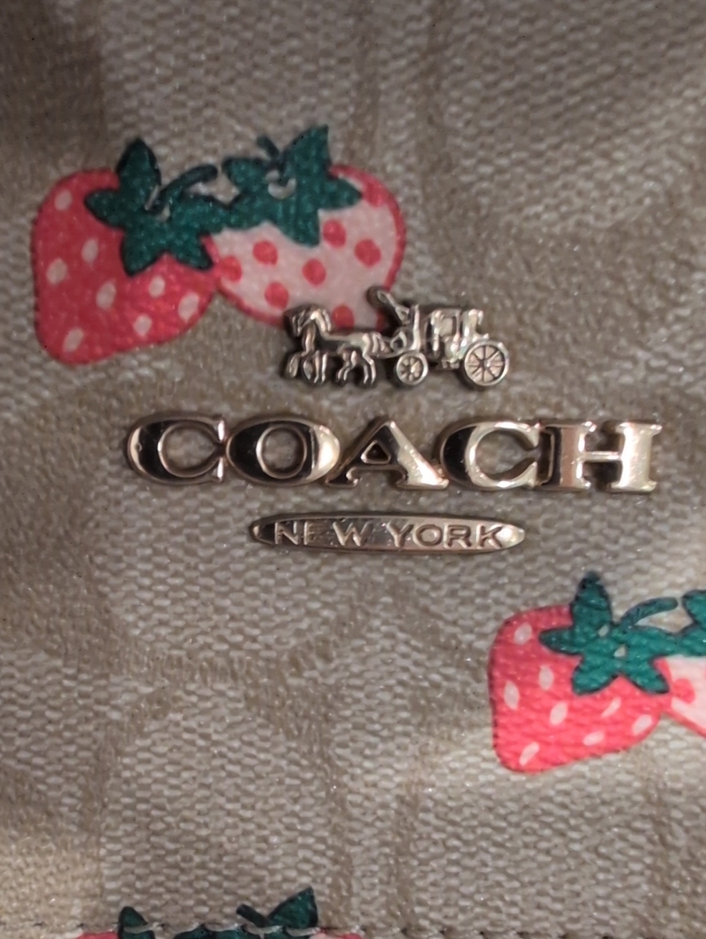 Coach Gallery Tote in Signature Canvas with Strawberry Print - Picture 2 of 7